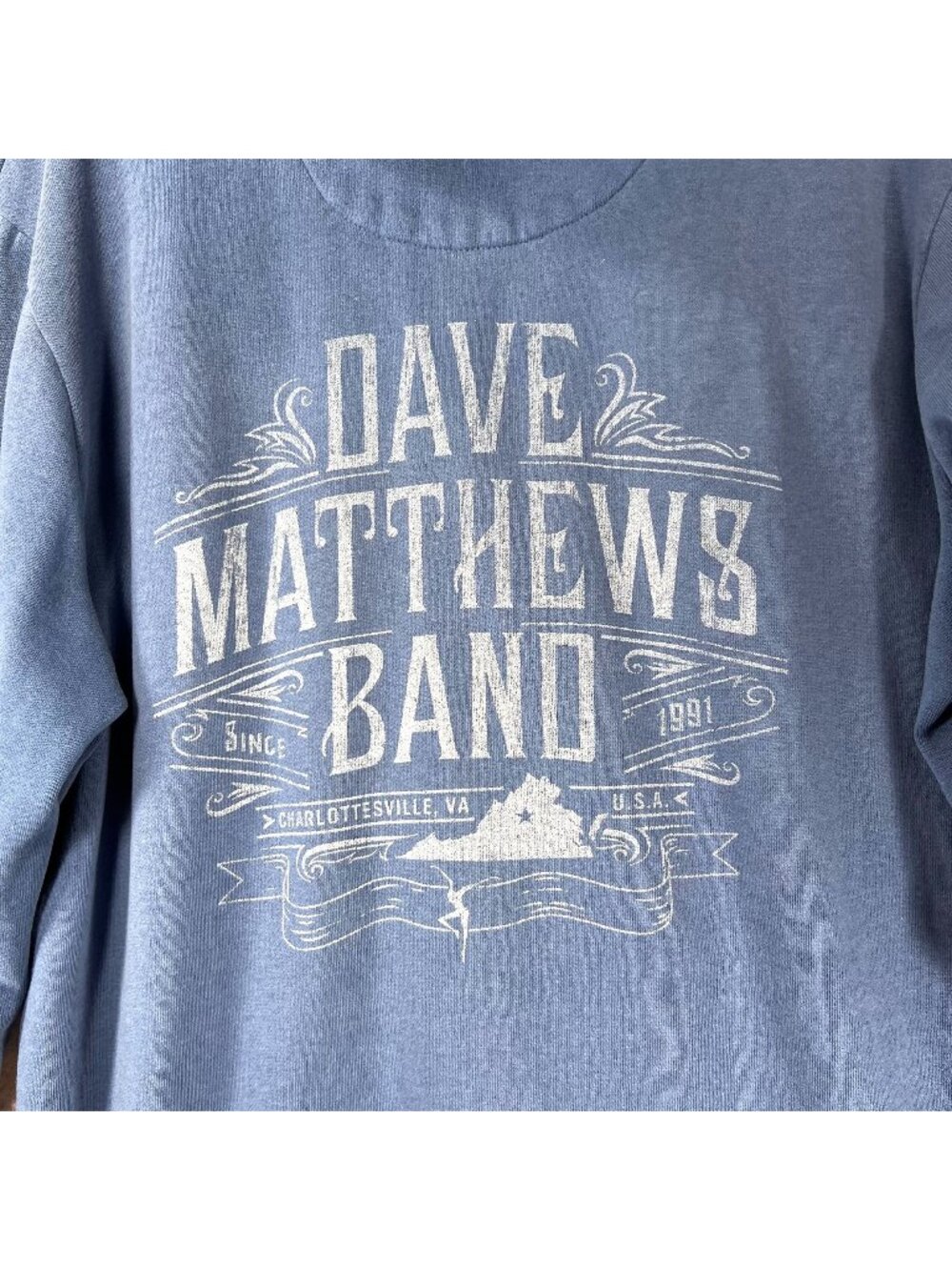 Dave Matthews Band Blue Hoodie XL Full Zip Sweatshirt Graphic Print Front Back